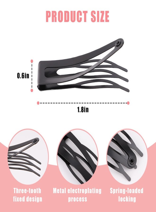 DAWZMR 50 PCS Metal Snap Hair Clips for Women Girls, 1.8" Black Double Grip Barrettes for Thick Fine Hair - Image 2
